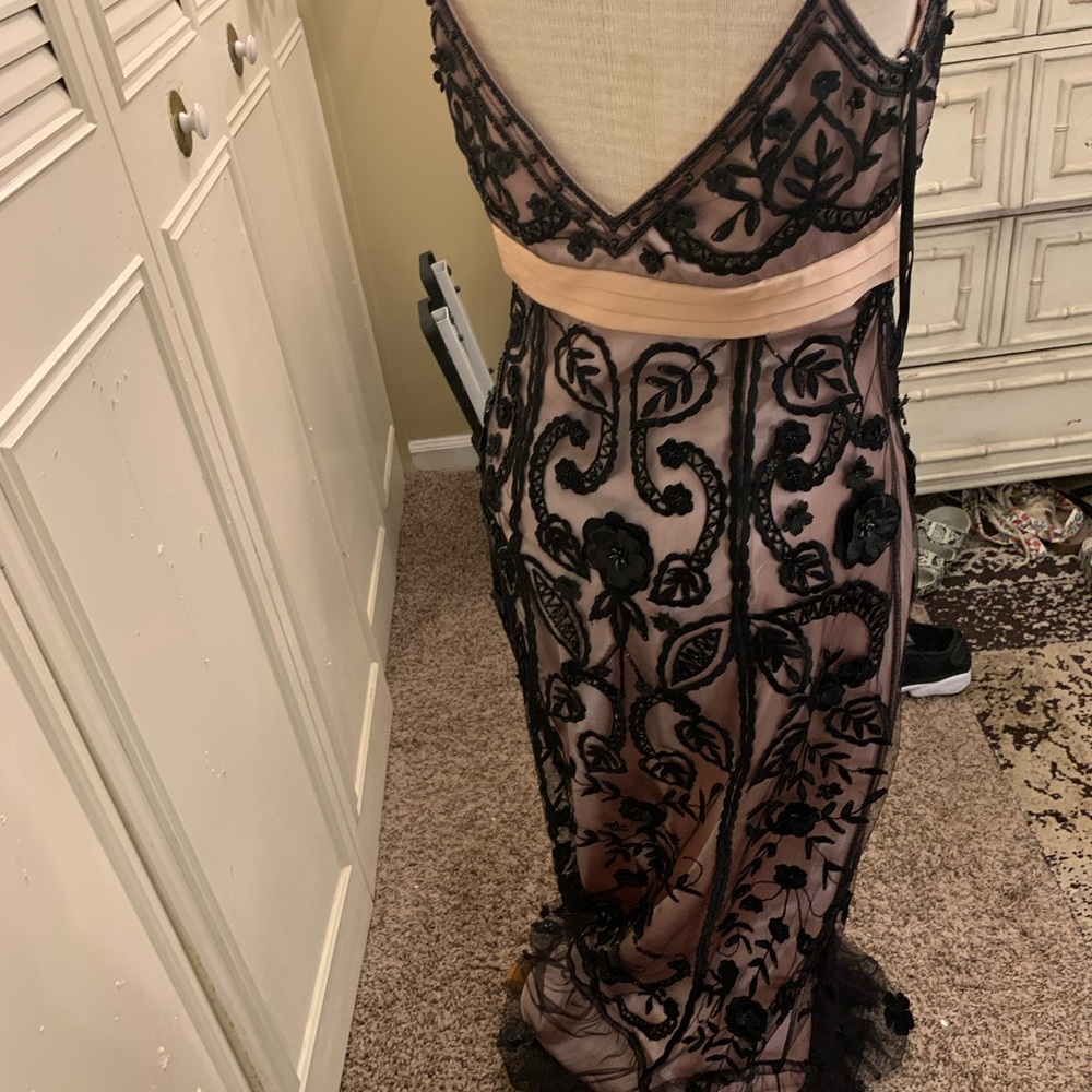Elegant Black and Pink Embroidered Dress with matching bolero jacket - Picture 4 of 6